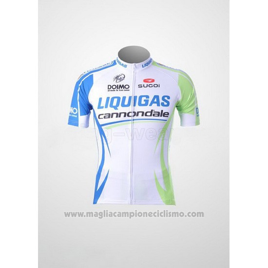2011 Abbigliamento Ciclismo Liquigas Cannondale Bianco e Verde Manica Corta e Salopette